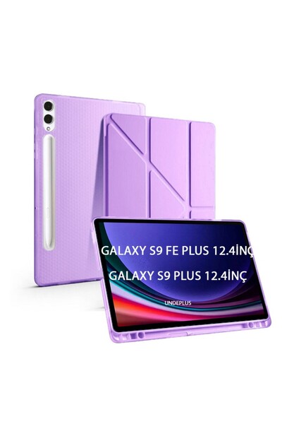 UnDePlus Samsung Galaxy Tab S9 FE Plus/S10 Plus Kılıf Kalem Bölmeli Trifolding Case X610 X616 X820 X826 X828