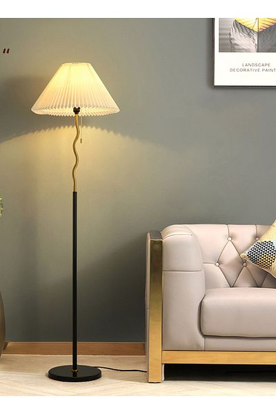 sharpdo Warm Light Living Room and Bedroom Retro Style Pleated Floor Lamp, Zipper Switch