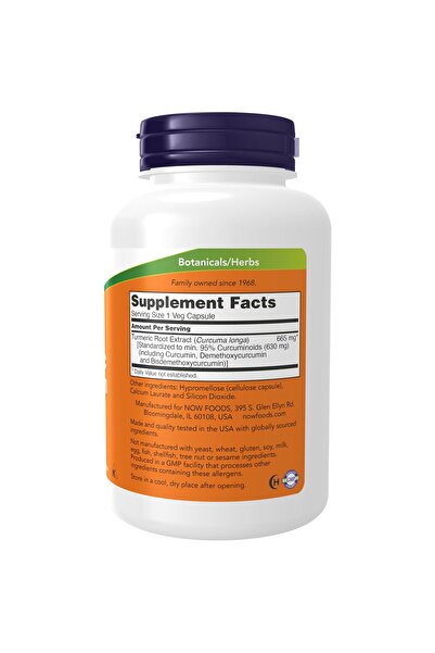 Now Foods Turmeric Curcumin Supplement, Turmeric Root Extract, 120 Veg Capsules