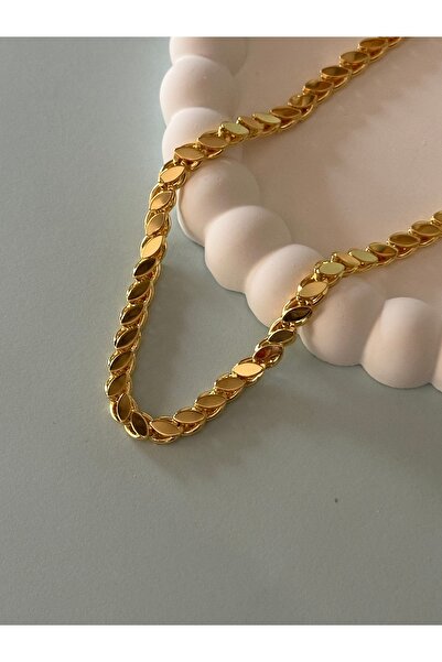 ADORN JEWELRY سلسلة خاصة من قلادة الفولاذ الذهبي بسلسلة الشعير (50 سم)