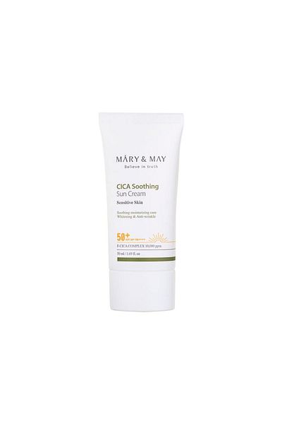 mary&mary CICA Soothing Sun Cream SPF50+ PA++++ 50ml, No Sticky, No White Cast, Vegan, Daily Care