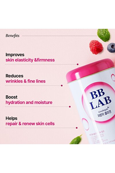 BB LAB Good Night Marine Collagen Powder Stick, Halal, Berry Flavor, Fast Absorb