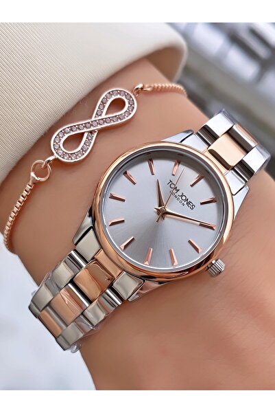 Tom Jones ساعة يد نسائية ذات لون ذهبي، ضمان لمدة عامين، حافظة صغيرة بحبل رفيع...