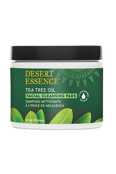 Desert Essence Tea Tree Oil Facial Cleansing Pads - Makeup Remover, Cleanser & Toner - 50 Pads
