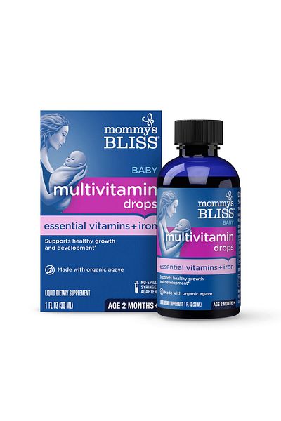 Mommy's Bliss فيتامينات متعددة للأطفال + الحديد، فيتامينات يومية لدعم المناعة والنمو، للأطفال بعمر سنتين فما فوق، 30 مل سائل