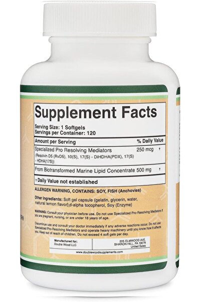 Double Wood Supplements SPM Max 120 Softgels, 500mg (Standardized Active SPMs, Third Party Tested) by Double Wood