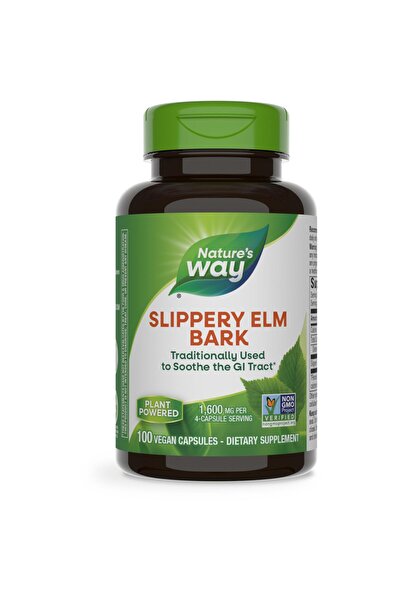 Nature's Way Slippery Elm Bark, Soothes GI Tract*, Vegan, 100 Capsules