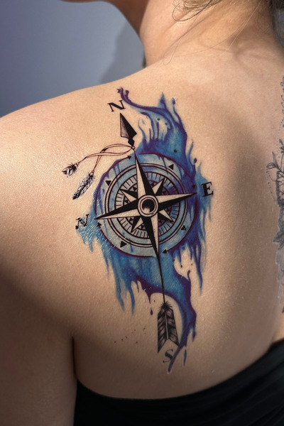 TAKIŞTIR Geçici Pusula Figürlü Büyük Boy Dövme Tattoo