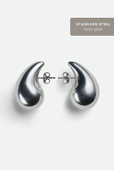 Tajemny Italian Bottega Drop Steel Earrings Silver - 3cm Small Size