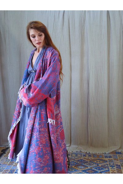 Su Koleksiyon PALETTE COTTON WOVEN BOHO STYLE CARDIGAN / Green