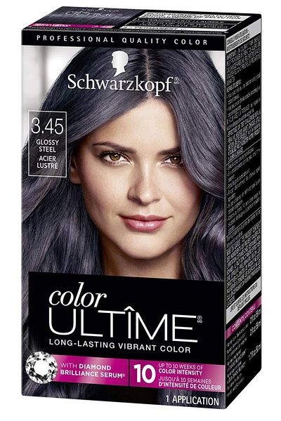 Schwarzkopf Color Ultime Metallic Permanent Hair Color Cream, 3.45 Glossy Steel