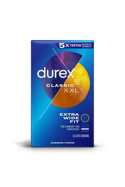 Durex Condom XXL Longer & Wider, Extra Wide Fit, 12 Count - Ultra Fine & Lubricated
