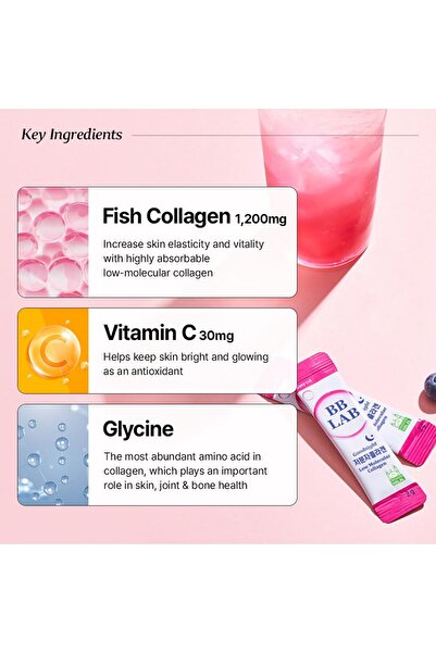 BB LAB Good Night Marine Collagen Powder Stick, Halal, Berry Flavor, Fast Absorb