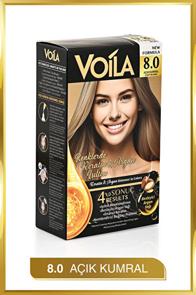 Voila Kadın Besleyici Keratin Kalıcı Açık Kumral 8.0 Saç Boyası