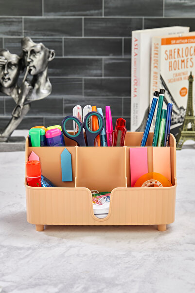 HopeWay Home Line 6' Compartment Multi-Purpose Desk Top Organizer Pen Holder - Jewelry - Makeup Organizer