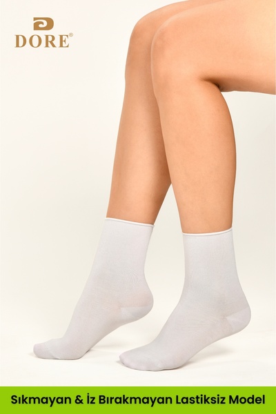Dore Оригінальні жіночі 2 пари преміум-класу з натурального бамбука, м'які, надзвичайно зручні, без гумки та швів, шкарпетки з еластичною манжетою