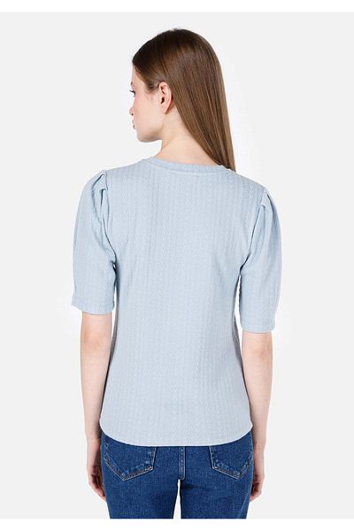 Colin's Tricou cu mânecă scurtă pentru femei, cu decolteu normal, albastru