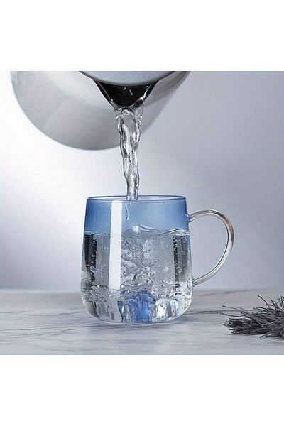 CUPPERA Blue Heart Patterned Borosilicate Glass Cup