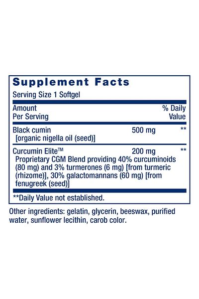 Life Extension Black Cumin Seed Oil & Turmeric Extract, Immune Support, Non-GMO, 60 Softgels