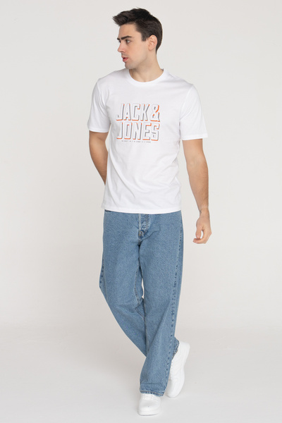 Jack & Jones Erkek Göğüs Logo Baskılı Tişört - Grow