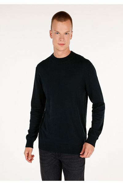 Colin's Regular Fit Round Neck Jacquard Men's Green Sweater