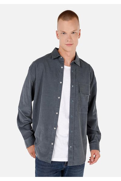 Colin's Cămașă Comfort Fit Gât simplu Cămașă verde cu mânecă lungă pentru bărbați Cl 1070057