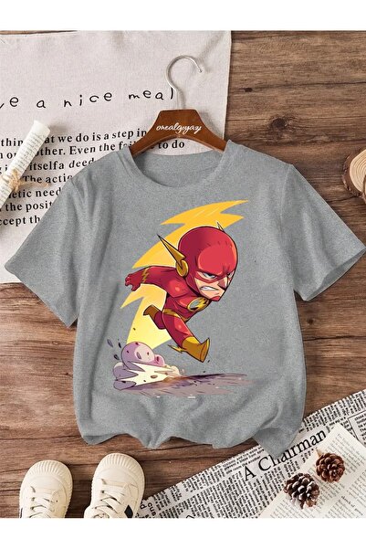 oneagılyazı تي شيرت كبير الحجم للأطفال مطبوع عليه فلاش