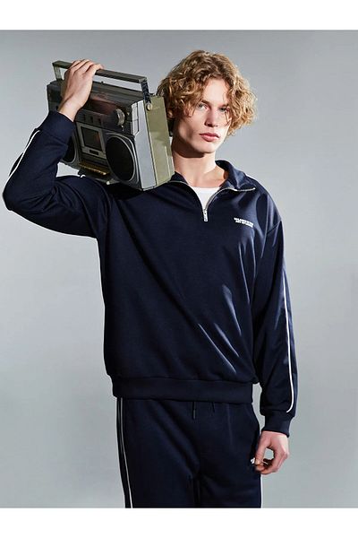 LC Waikiki Stand Collar Long Sleeve Printed Men's Sweatshirt