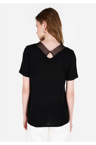Colin's Regular Fit V-Neck Plain Women's Black Short Sleeve T-Shirt