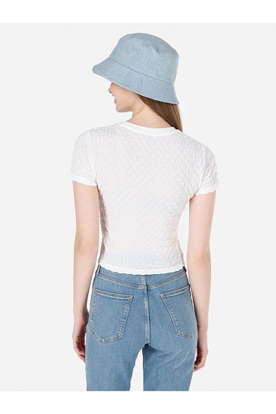 Colin's Tricou alb cu mânecă scurtă pentru femei, slim fit, cu gât rotund