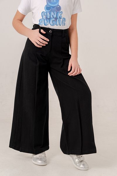 GİYİCEM TEKSTİL Girl's Pleated Wide Linen Trousers 2573
