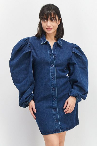Missguided Women Washed Denim Dress, Blue