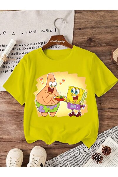 oneagılyazı تي شيرت كبير الحجم مطبوع عليه شيف سبونج بوب للأطفال