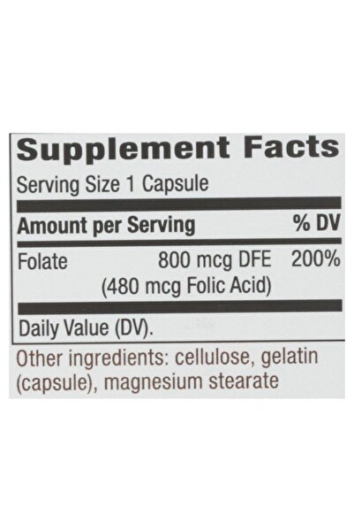 Nature's Way Folic Acid, 800 mcg, 100 Capsules