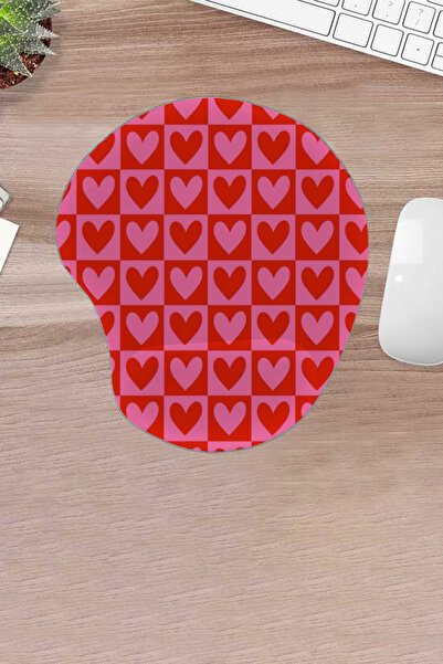 KARMAT Damla, inimă roșu-roz, cu imprimeu mousepad-uri cu model, confortabil cu suport pentru încheietura mâinii, accesoriu pentru computer