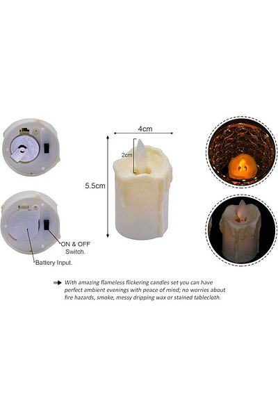 Generic 12pcs White Flameless Decorative Candles