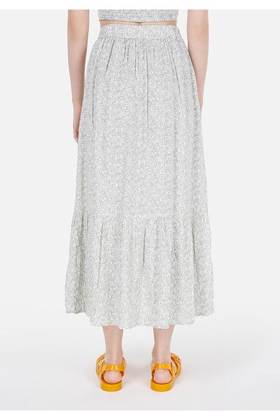 Colin's Midi Skirt Floral Buttoned Women's Green Skirt