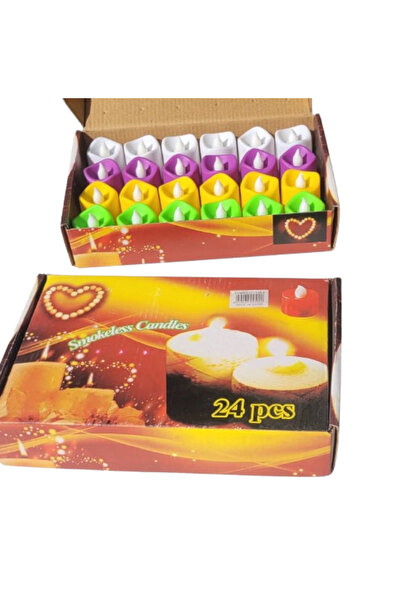 Generic شموع زينه بدون لهب ملونه 24 قطعة