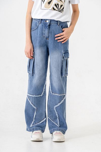 GİYİCEM TEKSTİL Girl's Leg - Star Denim Trousers 2203