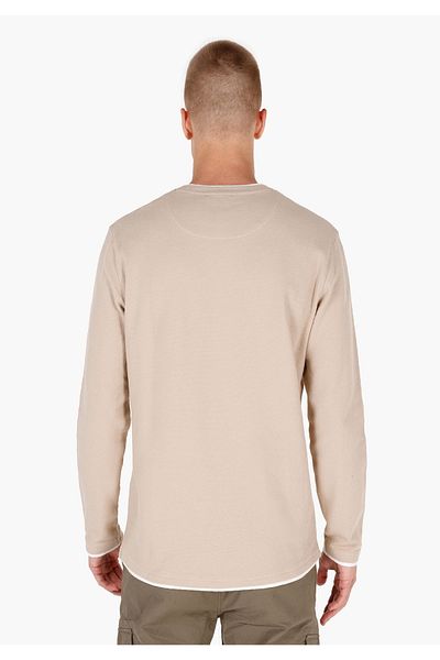Colin's Tricou cu mânecă lungă pentru bărbați, cu decolteu normal, bej Cl 1069828