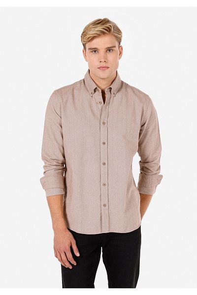 Colin's Straight Fit Kaşkalete - Cămaşă Bej cu mânecă lungă pentru bărbaţi Cl 1070811