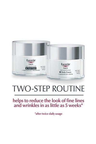 Eucerin Q10 Skin Care Set: Anti-Wrinkle Day & Night Cream, Biotin & Pro-Retinol, 1.7 Oz, Fragrance-Free