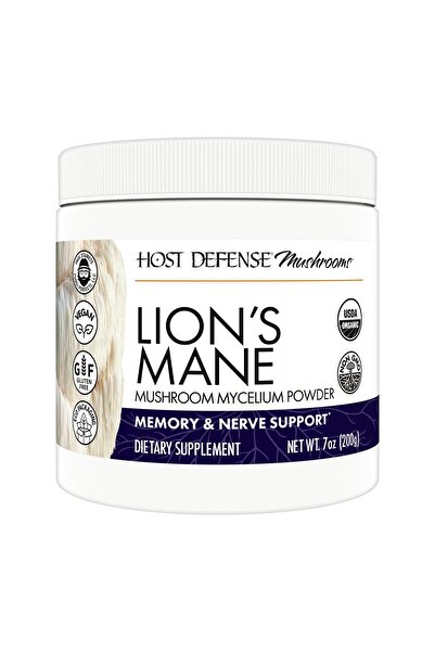 Host Defense Lion's Mane Powder - Brain Health, Focus & Memory Support - 7 oz (133 Servings)