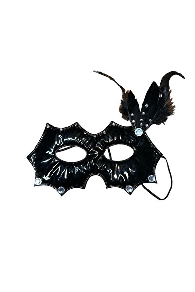 Niyet Tüylü Taşlı Siyah Göz Maskesi - Kostüm Partileri , Maskeli Balo Aksesua...