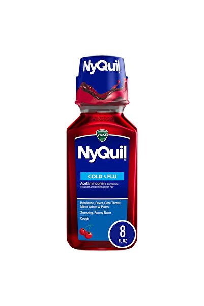 Vicks نايكويل لتخفيف السعال في الليل، 8 أونصة سائلة، بنكهة الكرز - يخفف من ال...