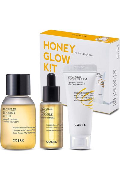 Cosrx Honey Glow Kit: Korean Skin Care Set with Propolis Toner, Serum, Cream, Travel Size