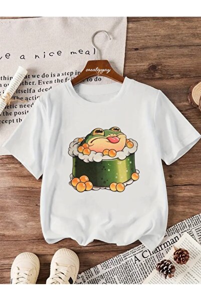 oneagılyazı تي شيرت كبير الحجم للأطفال مطبوع عليه ضفدع السوشي