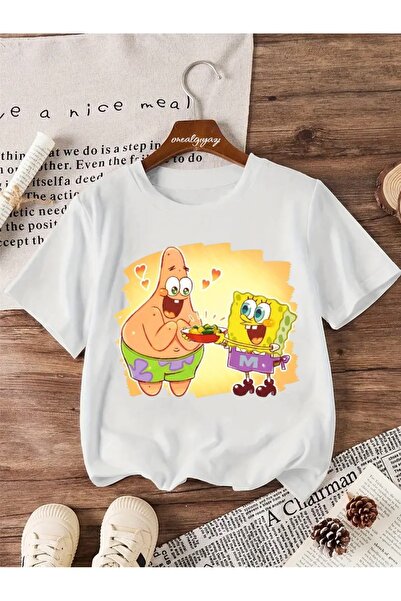 oneagılyazı تي شيرت كبير الحجم مطبوع عليه شيف سبونج بوب للأطفال