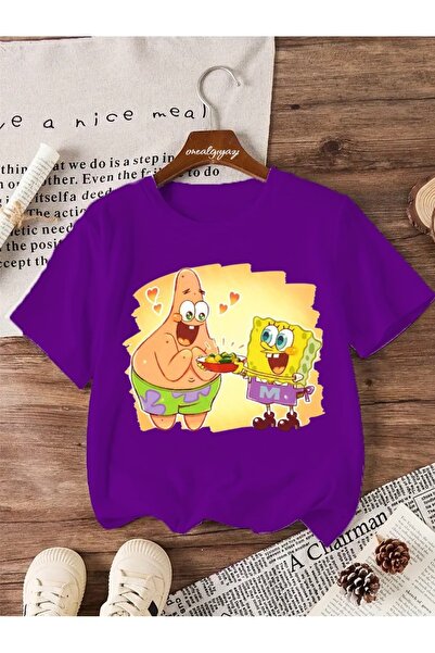 oneagılyazı تي شيرت كبير الحجم مطبوع عليه شيف سبونج بوب للأطفال