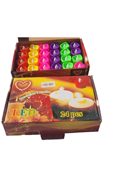 Generic شموع زينه بدون لهب ملونه 24 قطعة